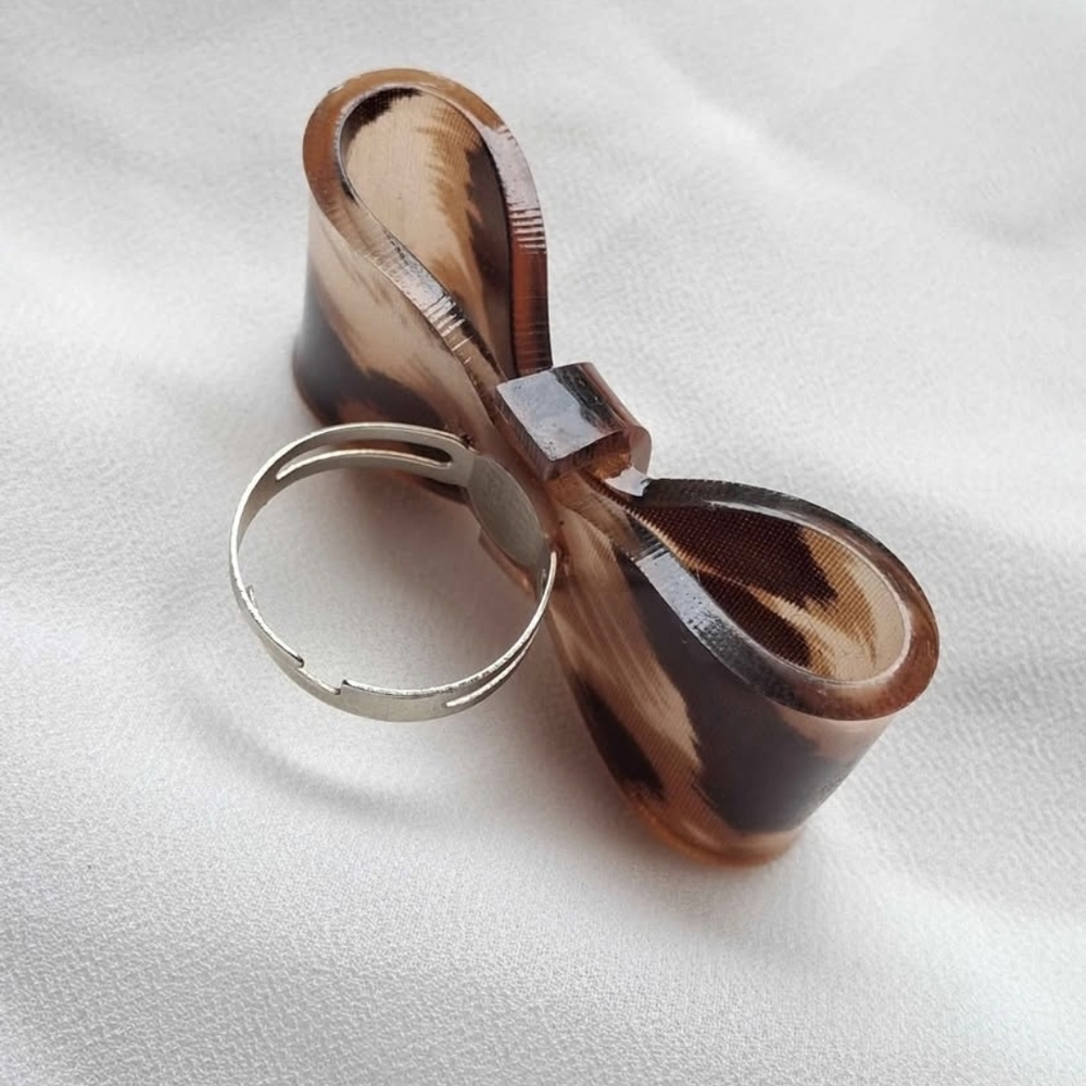 Leopard Print Bow Adjustable Ring - image 3